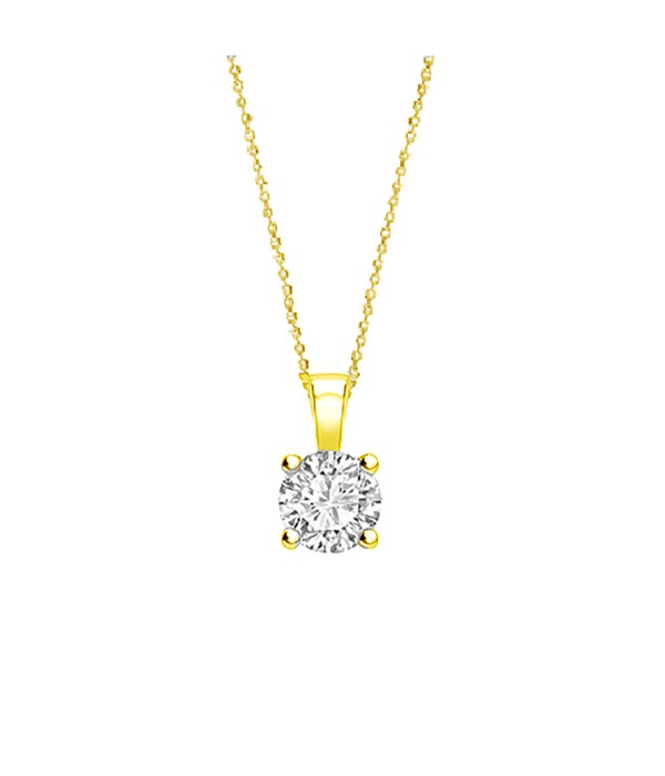 Colgante de oro amarillo 18kts con diamante de 0.10 cts o superior