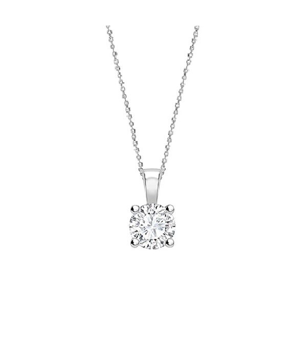Colgante solitario de oro blanco 18k con diamante de 0.10 cts o superior