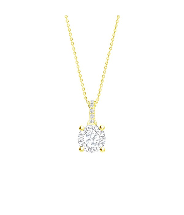 Colgante oro amarillo 18ktes y diamantes en rosetón
