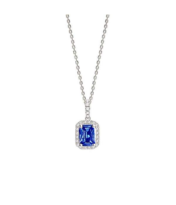 Colgante Zafiro azul de oro blanco 18k y diamantes "Blue Splendor" - CR 4 ZAF