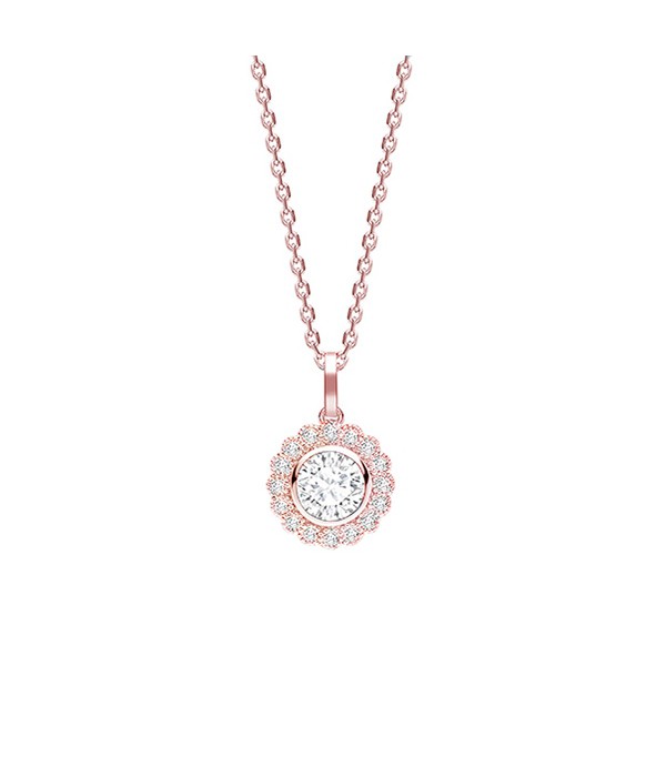 Pendentif de oro Rosa 18Kt y diamantes en forma de orla