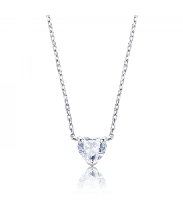 Pendentif Diamante talla corazón oro blanco - CC1
