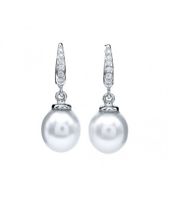 Pendientes de perlas blancas y brillantes pequeños para novia - PC 83