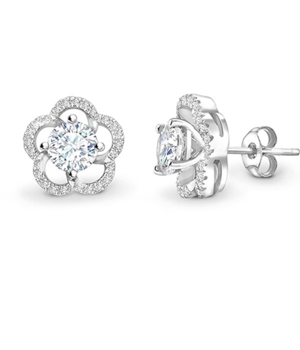Pendientes oro blanco y diamantes para Novia, clásicos y elegantes - PR 25