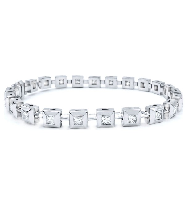 Pulsera "Princess Cut" Oro blanco Diamantes Talla Princesa 