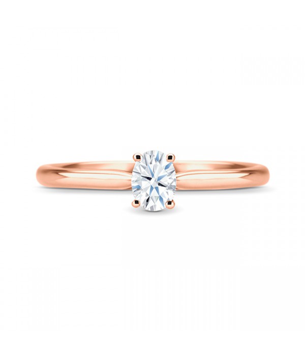 Solitario "Oval" de Oro Rosa y Diamante SRR 57