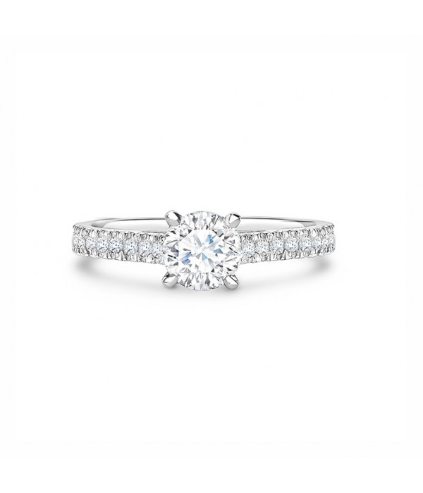 Anillo oro de compromiso con diamantes, elegante y femenino con brillantes en el brazo “Amore"