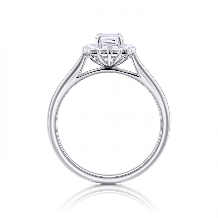 Anillo "Kaori" diamante talla esmeralda con orla de brillantes - SR 74