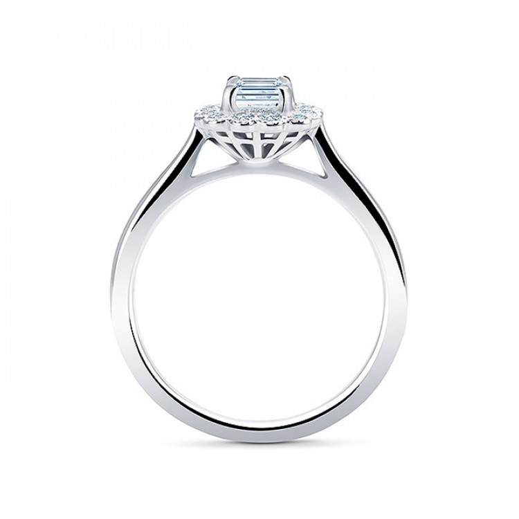Anillo oro blanco y diamante central talla esmeralda “Kaori”