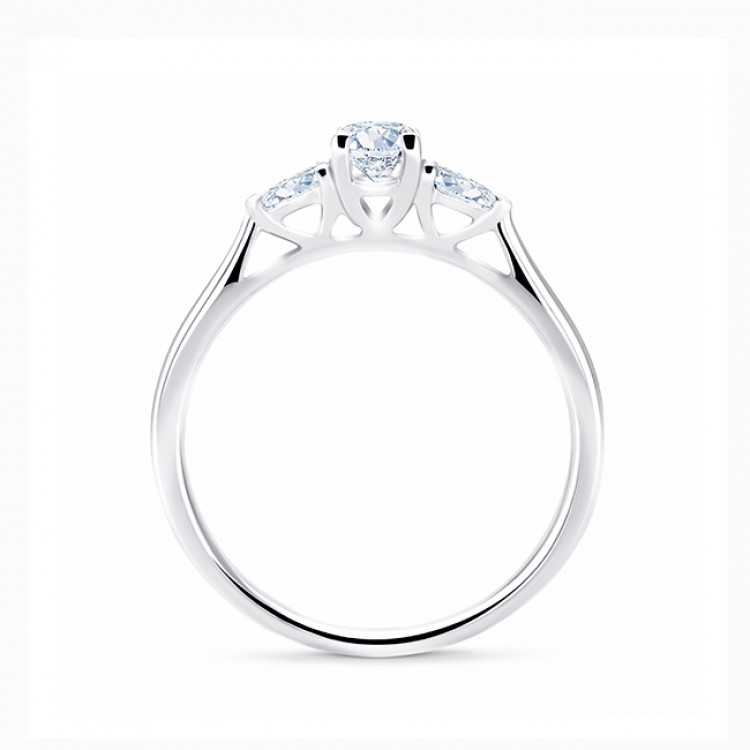 Sorltija con 3 diamantes y dos perillas en oro blanco 18 k "Masada"