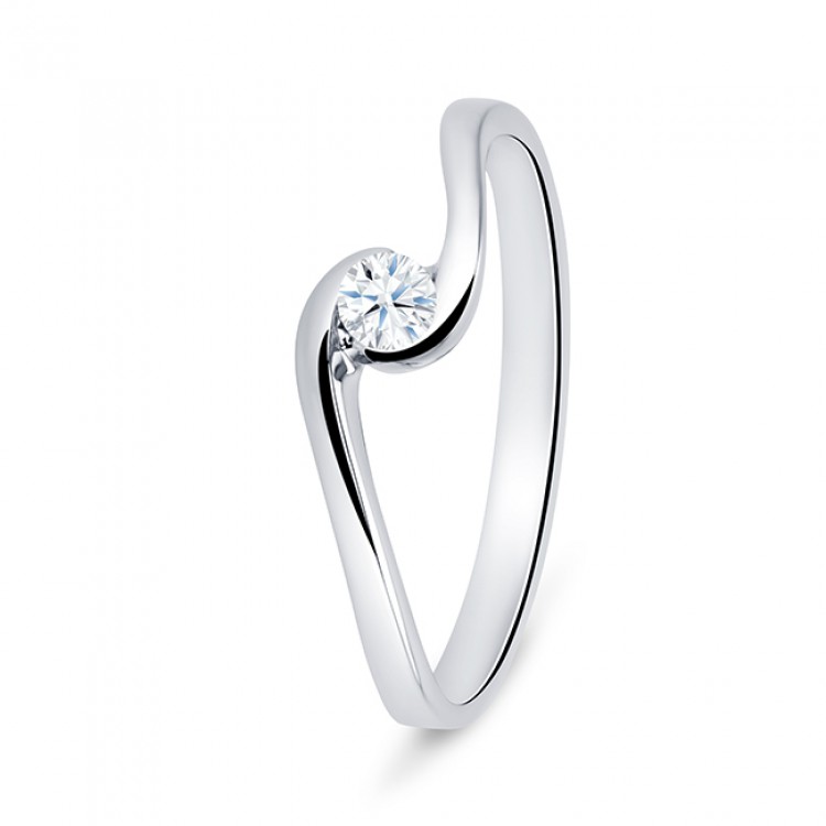 Solitario  diamante moderno, discreto y femenino para la pedida de mano "Umi"