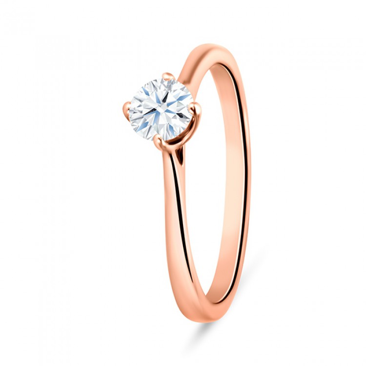 Anillo de Pedida "Ikeda" con Brillante en 4 garras oro rosa