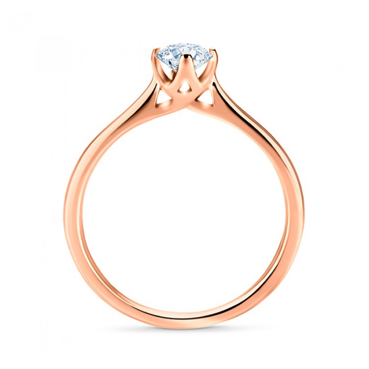 Anillo de Pedida "Ikeda" con Brillante en 4 garras oro rosa