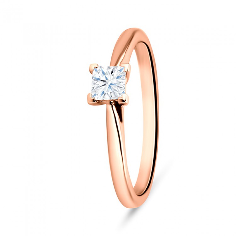 Anillo "Surya-R" solitario oro rosa 18k con diamante talla princesa - SRR 3