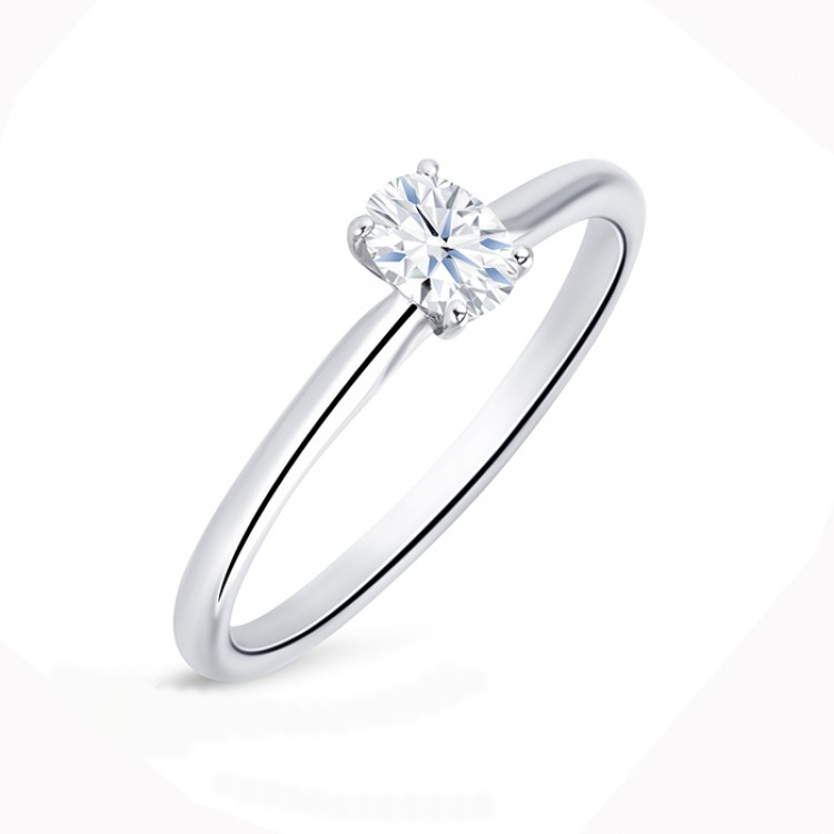 Anillo Solitario Diamante "Oval S" Oro Blanco talla oval