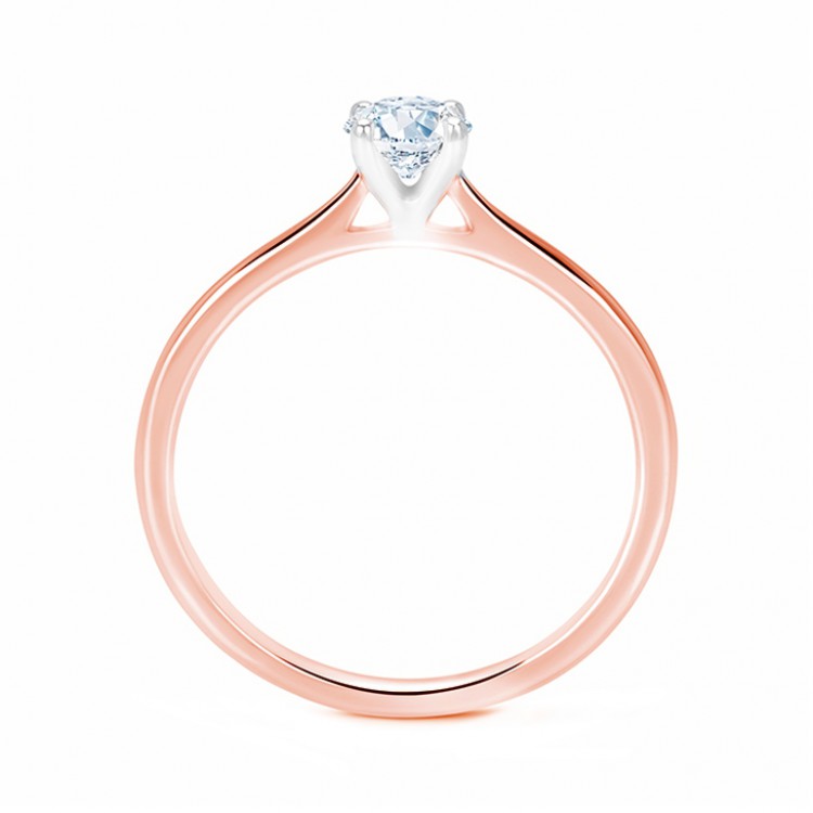 Anillo Solitario "RosePekin" Oro Rosa y Diamante