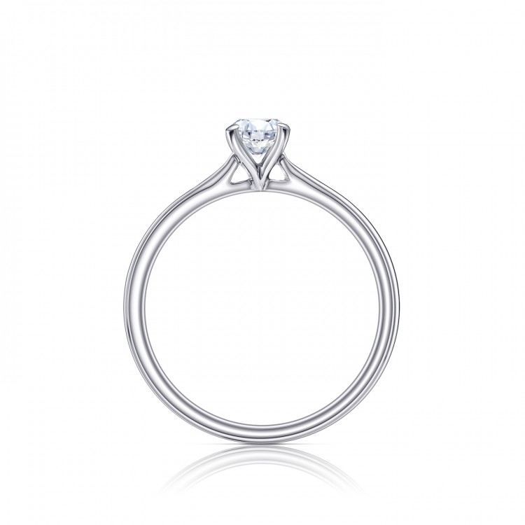 Anillo "Pekin" Solitario Oro Blanco y Diamante en Garras 