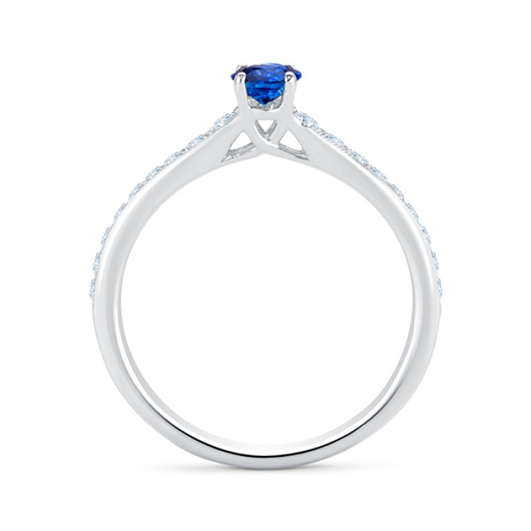 Anillo Clásico de Zafiro Oro Blanco - "BLUE SICILIA"- SR 76Z