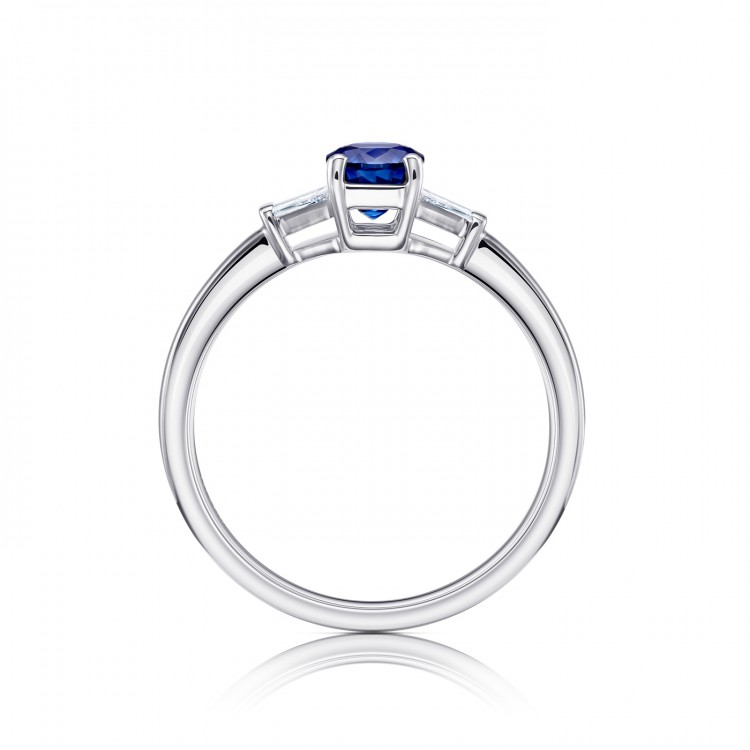 Anillo Zafiro Cushion con Diamantes Tapered - SPHK 21