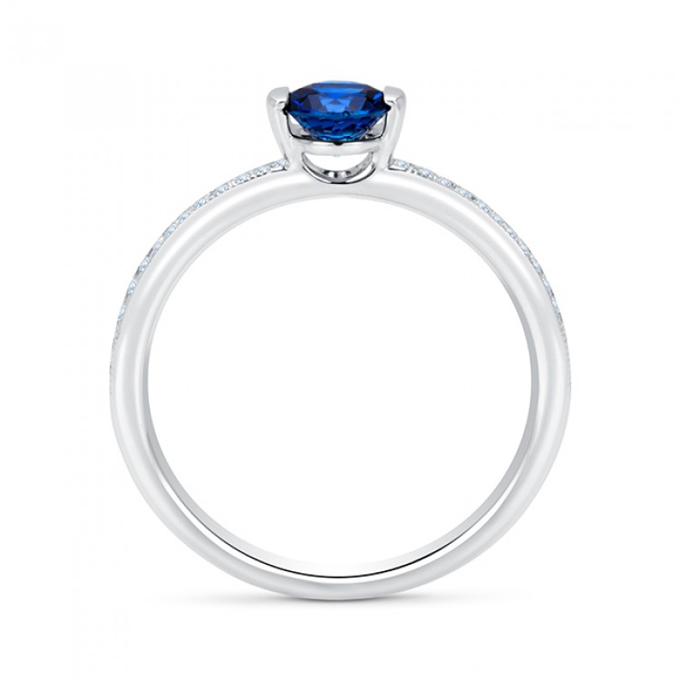 Anillo "Blue Moon" Zafiro Azul oro blanco 18k con diamantes - SR 81 ZAF 