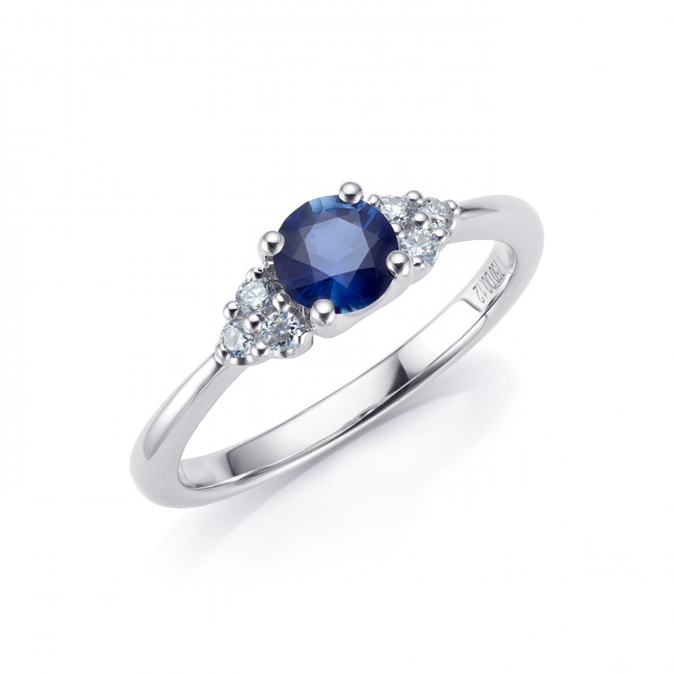Anillo Zafiro redondo oro blanco - SPHK 30