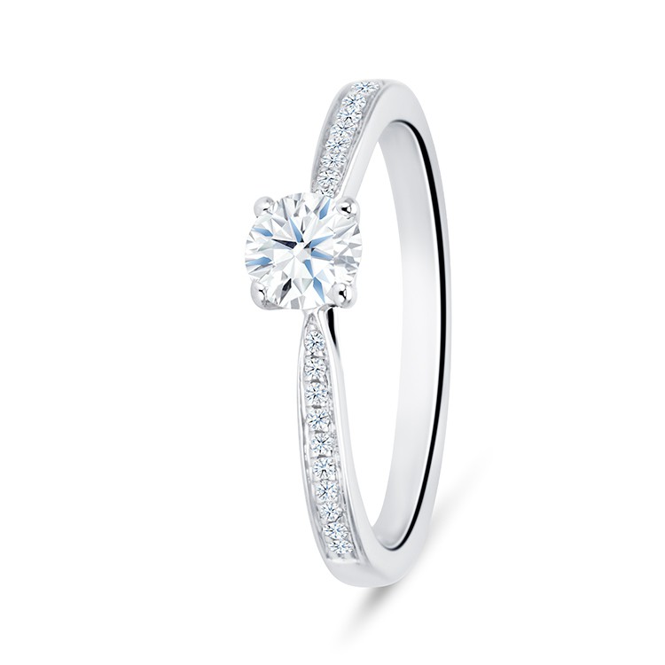 Sortija joya de compromiso oro blanco de 18kt con diamantes de corte brillante - SR 23