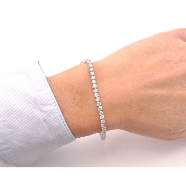 Pulsera "Riviere" de Oro Blanco y Brillantes