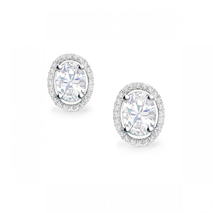 Pendientes Talla Oval Diamante con orla PR 19