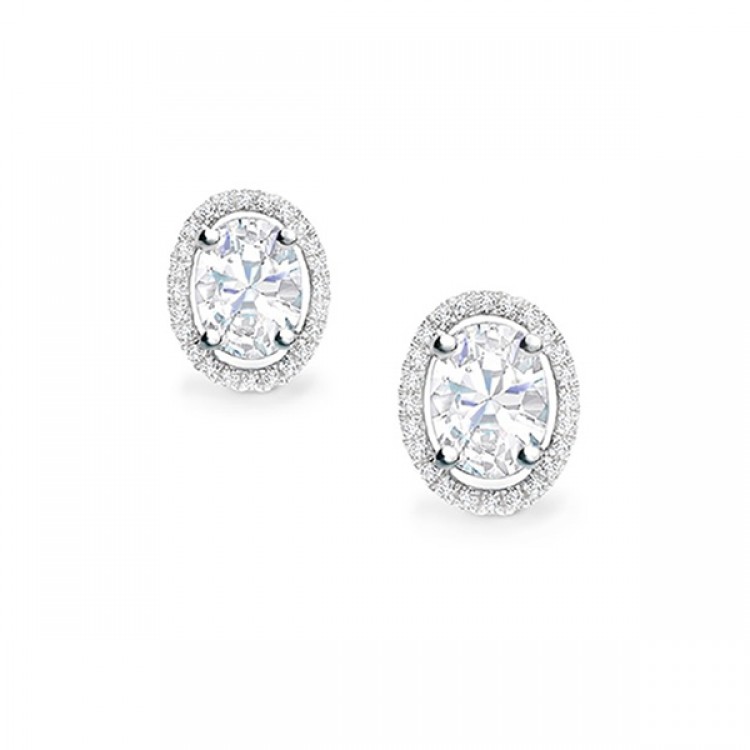 Pendientes Talla Oval Diamante con orla -PR 19