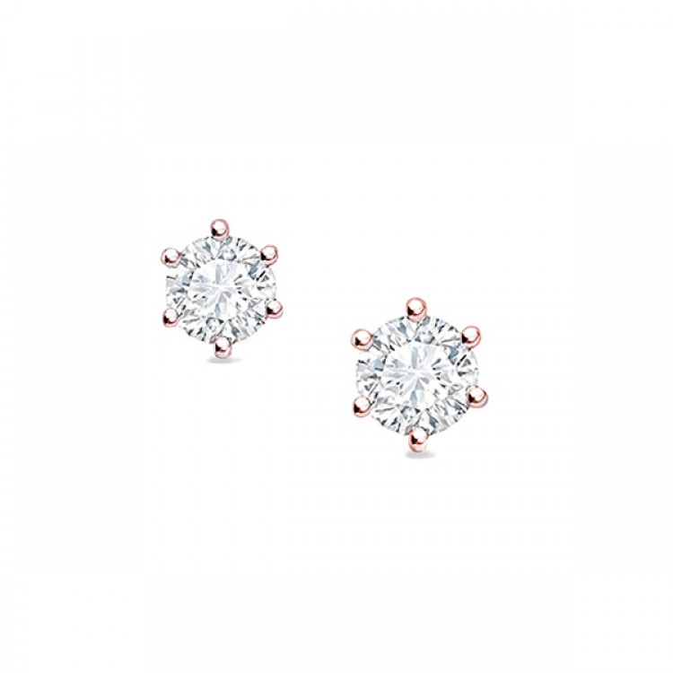 Pendientes "Rose Harmony" oro rosa y brillante engastado en garras - PR 9 OR