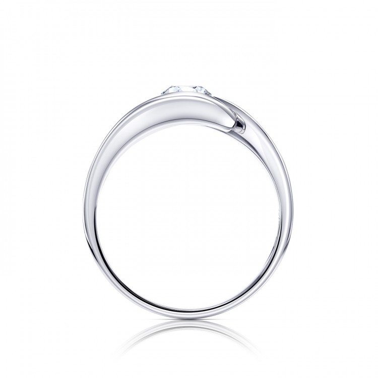 Solitario Oro Blanco y Diamante "Hikari S" desde 0.10 cts. diseño moderno