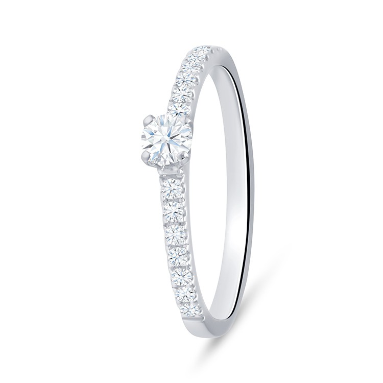 Anillos "Amore" de compromiso oro blanco 18K y diamantes en diseño clásico - SR 8