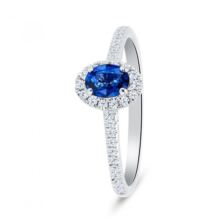 Sortija Zafiro y Orla Diamantes diseño clásico y elegante "Blue Orleans" 