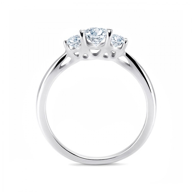 Anillo tresillo diamantes oro blanco 18k "Tetuán”, femenino y elegante