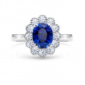 Anillo "Orla" con diamantes y zafiro central Blue Osaka