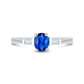 Anillo joya de zafiro oro blanco 18k y diamante - SC 298 Z