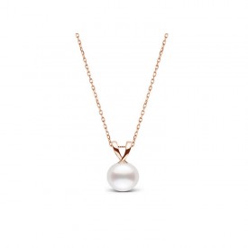 Colgante con perla en oro rosa de 18K