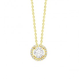 Collar de oro amarillo de 18k y diamantes con diseño en rosetón