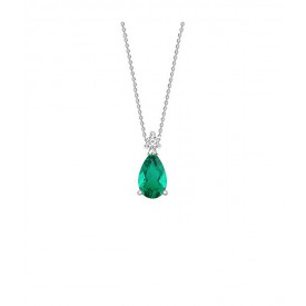 Collar "Green Drop" con Esmeralda Pera y Diamante - CR 9 ESME