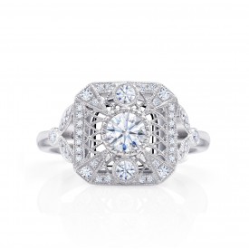 Exclusivo Anillo "Toscana" con Brillantes y oro blanco de 18 kilates. Colección Vintage