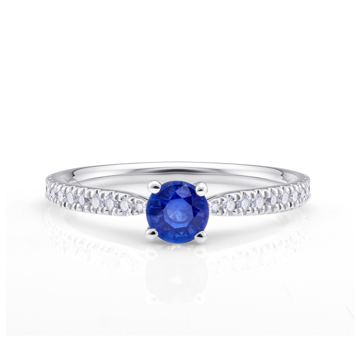 Anillo Blue Namibia zafiro redondo ceylan y brillantes SR66