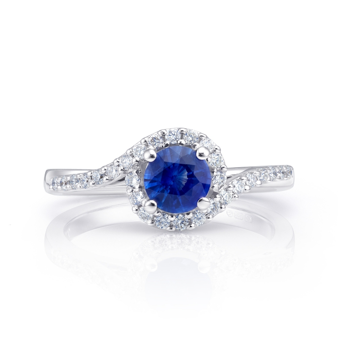 Anillo Blue Phuket con Zafiro Ceylan y orla especial de brillantes SR39ZAF