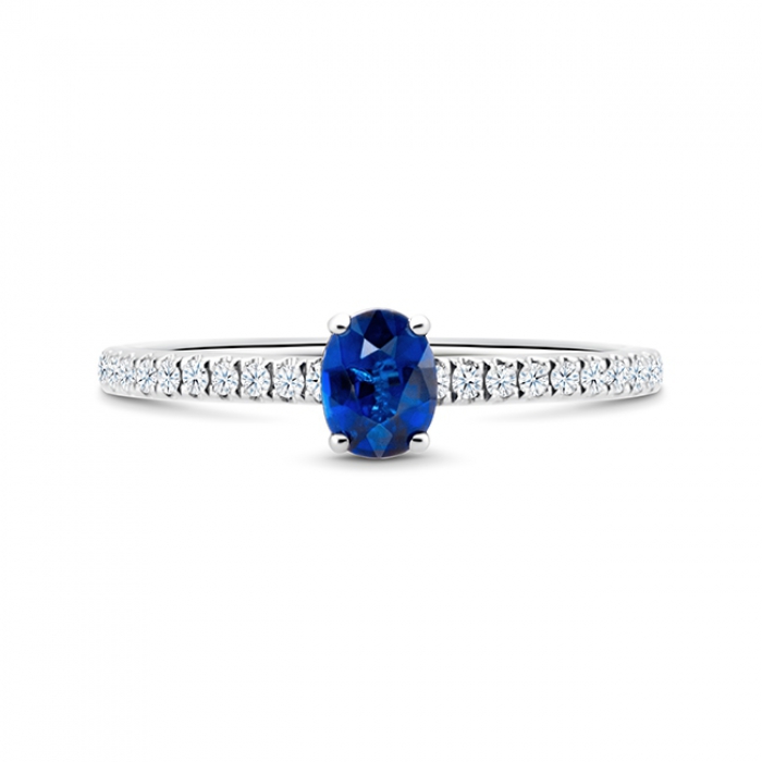 Sortija Oro Blanco Zafiro Brillantes SR75Z