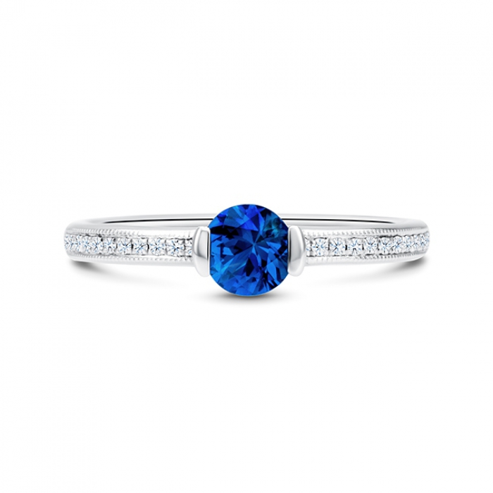Anillo "Blue Moon" Zafiro Azul oro blanco 18k con diamantes - SR 81 ZAF 