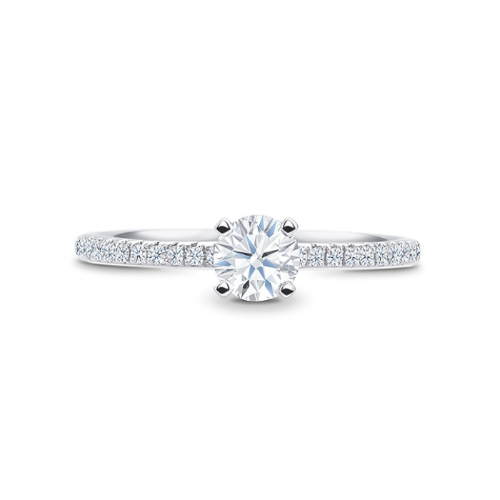 Anillo "Minami" de oro blanco 18k con diamantes Certificados de 0.30 cts en garras -  SR-47