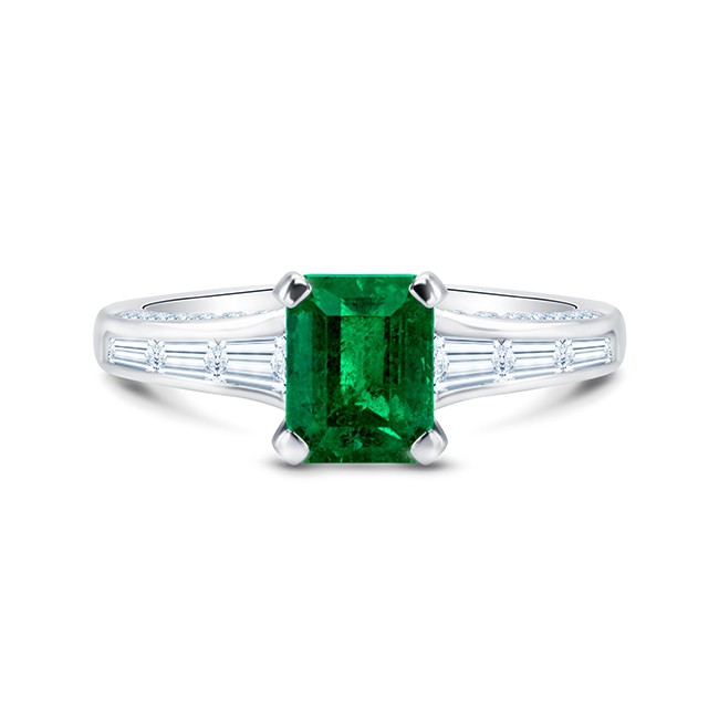 Anillo "Green Luxury" de esmeralda de oro blanco 18k y diamantes - SR 99 ESM