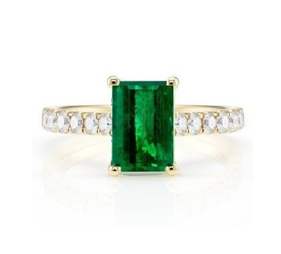 Anillo Esmeralda colombiana con brillantes oro amarillo - SPHK 34