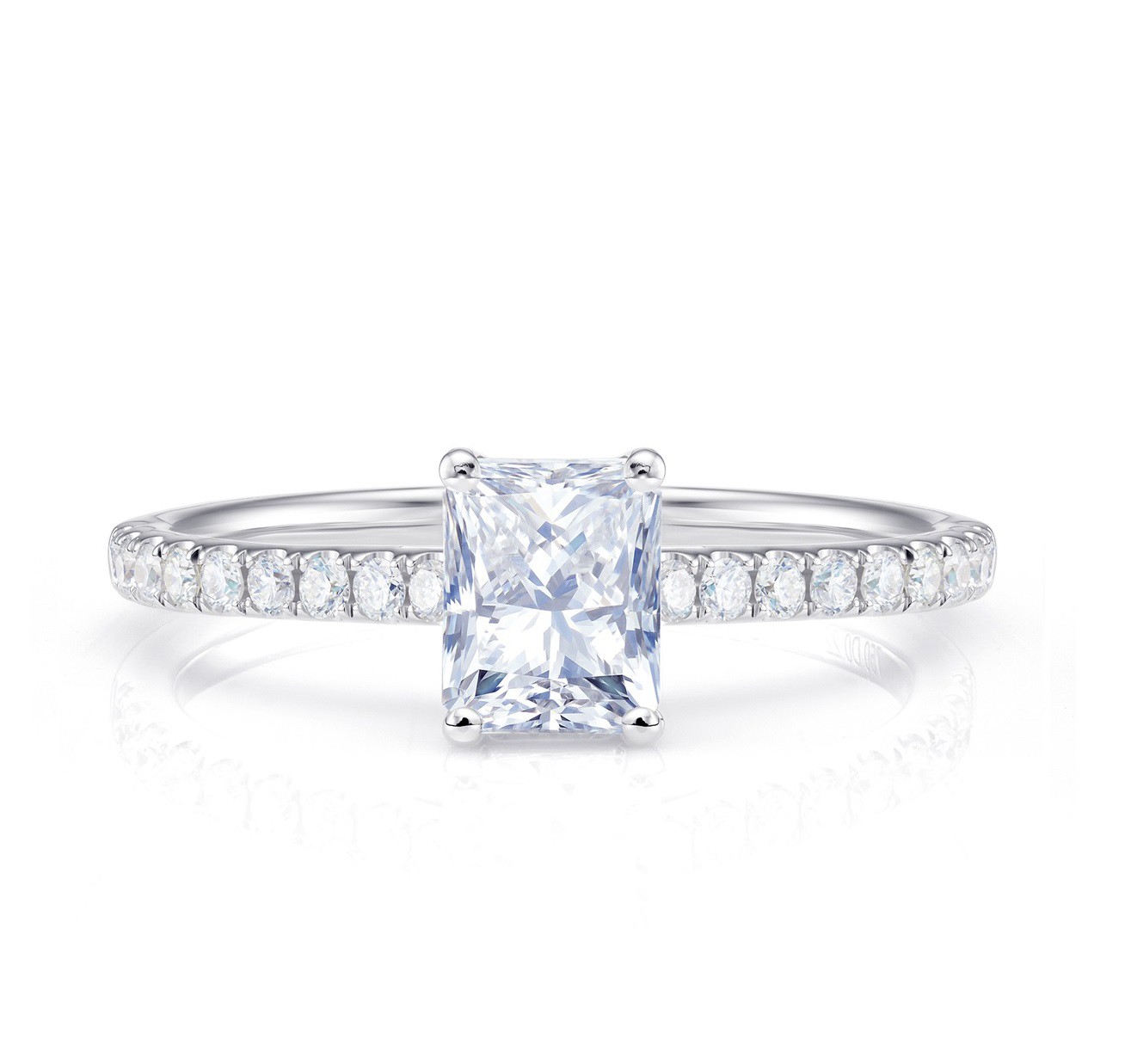 Anillo "Radiant Cut" diamantes oro blanco pedida - SPHK 32