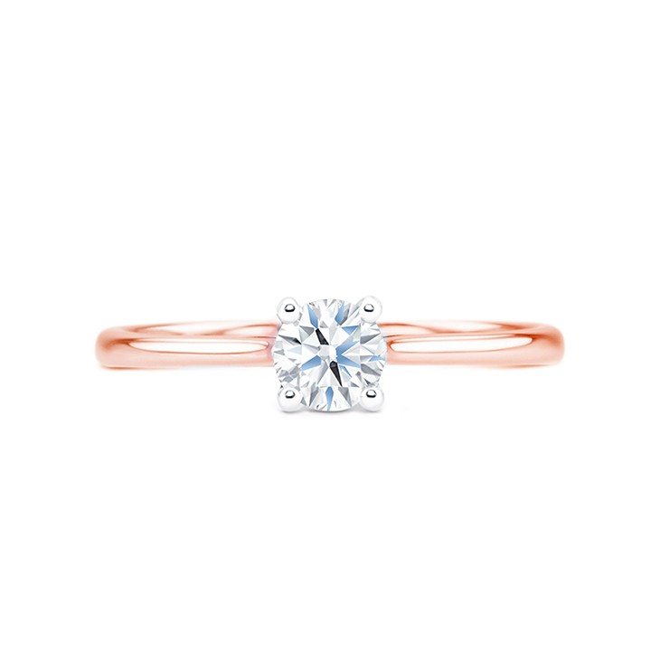 Anillo Solitario "RosePekin" Oro Rosa y Diamante