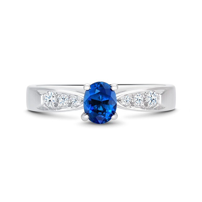 Anillo zafiro Azul Oval con Diamantes HIGASHI - SK 4 ZAF